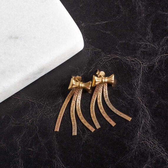 Pendientes tipo moño de oro 18k
