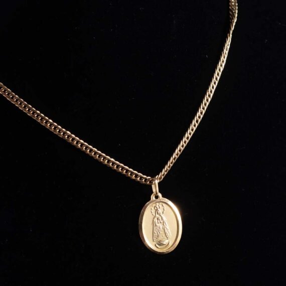 Collar de Virgen de Caacupé de Oro 18k