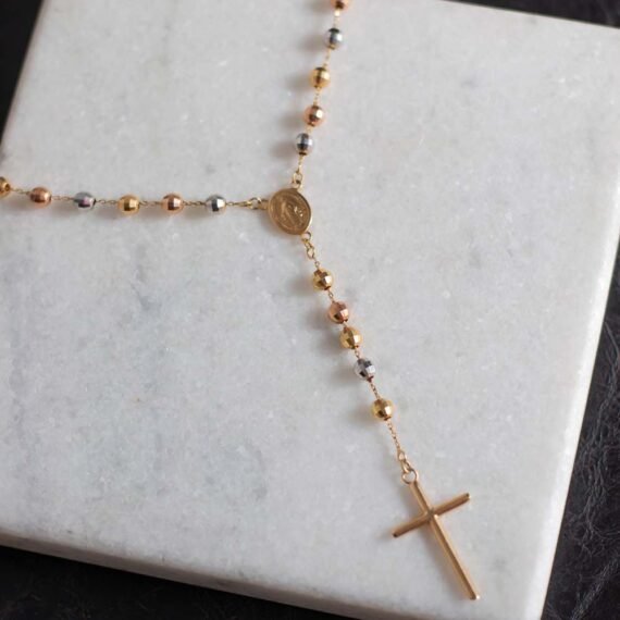 Rosario de 3 colores de Oro 18k - grande