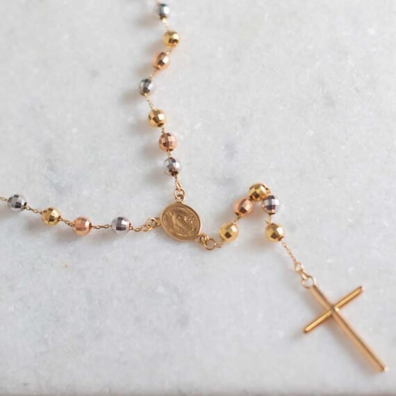 Rosario de 3 colores de Oro 18k - grande