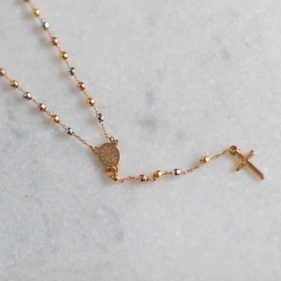 Rosario de 3 colores de Oro 18k - pequeño