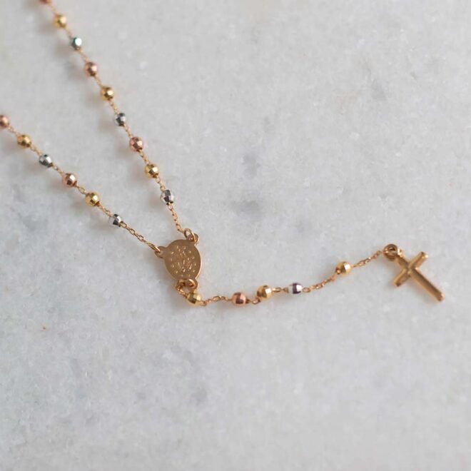 Rosario de 3 colores de Oro 18k - pequeño