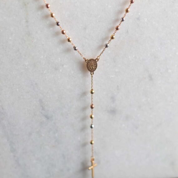 Rosario de 3 colores de Oro 18k - pequeño